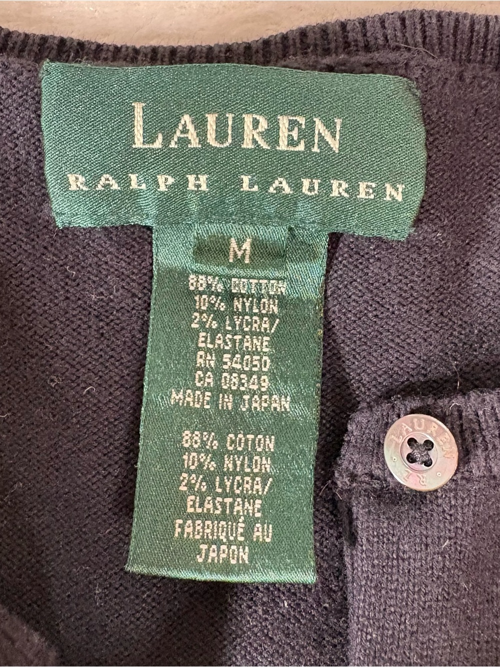 LAUREN Ralph Lauren Black Knit Cardigan with Logo Button - Picture 4 of 7
